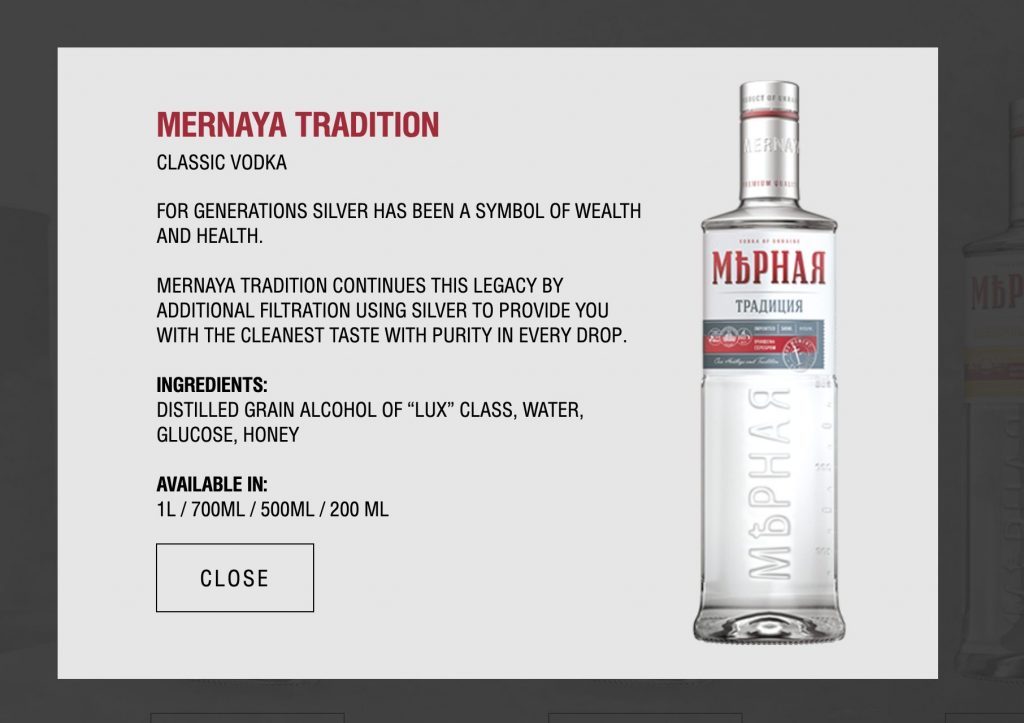 Mernaya Tradition vodka site
