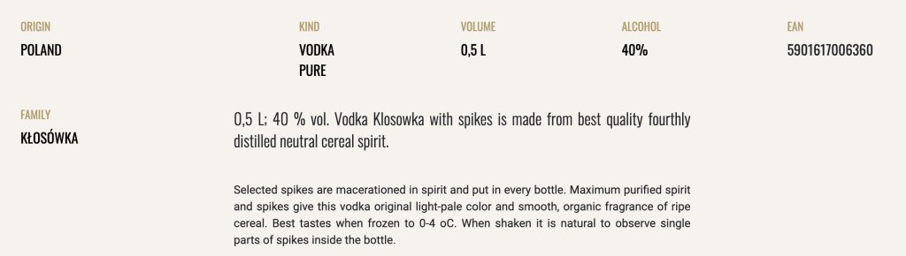 Kłosówka vodka page