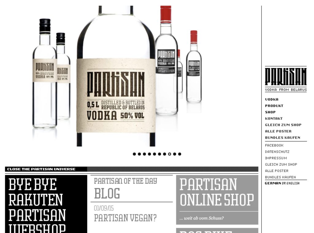 Partisan vodka website