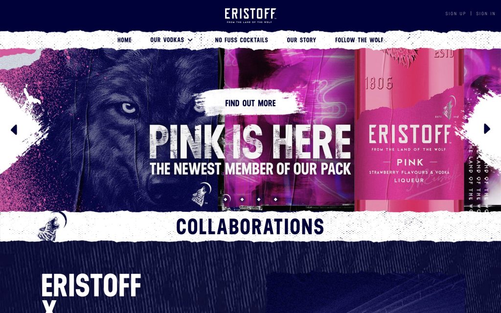 Eristoff vodka website