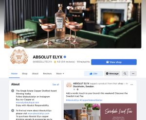 Absolut Elyx vodka Facebook page